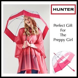 HUNTER ORIGINAL GIANT PINK & CLEAR BUBBLE UMBRELLA
